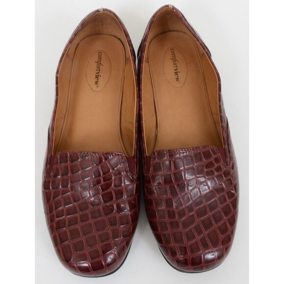 Comfortview Leisa Women 11 WIDE Faux Crocodile Leather Elastic Gore SlipOn Flat - Picture 8 of 11